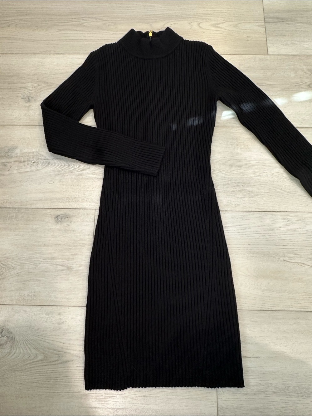 Michael Michael Kors Black Ribbed Knit Mock Neck Sweater Dress S